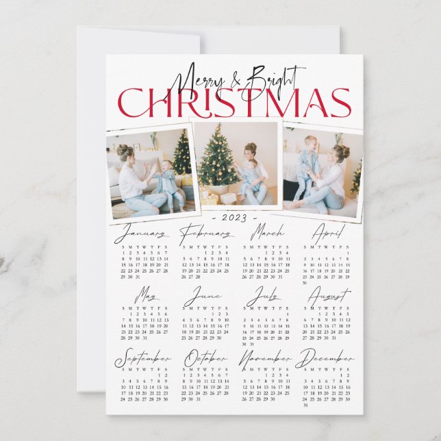 Modern All in One 3 Photo & 2023 Calendar Holiday  (Front)