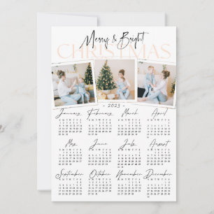Modern All in One 3 Photo & 2023 Calendar Holiday  Card