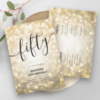 Modern All In One Gold Glitter Lights 50 Birthday 