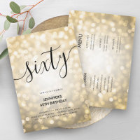 Modern All In One Gold Glitter Lights 60 Birthday