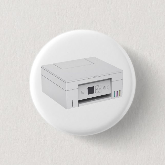 Modern all-in-one inkjet colour printer 3 cm round badge (Front)