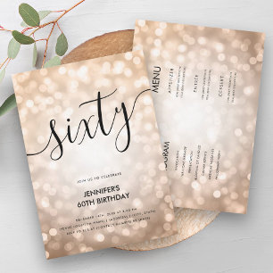 Modern All In One Rose Gold Lights 60 Birthday Invitation