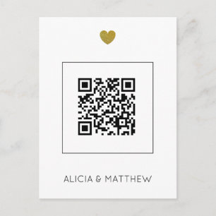 Modern All in One Wedding Invitation with QR Code Postcard