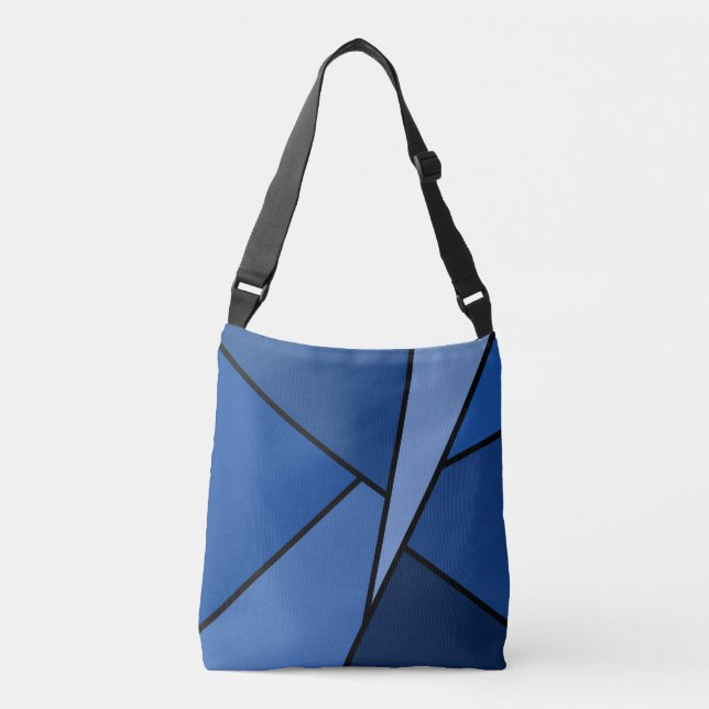 Modern All-Over-Print Blue Geometric Shapes Crossbody Bag (Front)