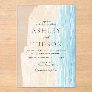 Modern All Seasons Beach Wedding Acrylic Invitations
