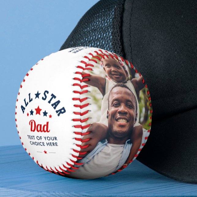 Modern All-Star Dad/Daddy/Papa 2-Photo Gift Baseball (Creator Uploaded)