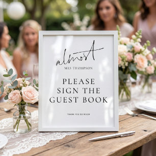 Modern Almost Mrs Guest Book Sign Bridal Shower
