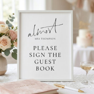Modern Almost Mrs Sign Guest Book Bridal Shower