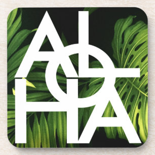 Modern Aloha Palm Hawaii Island Vibes Coaster