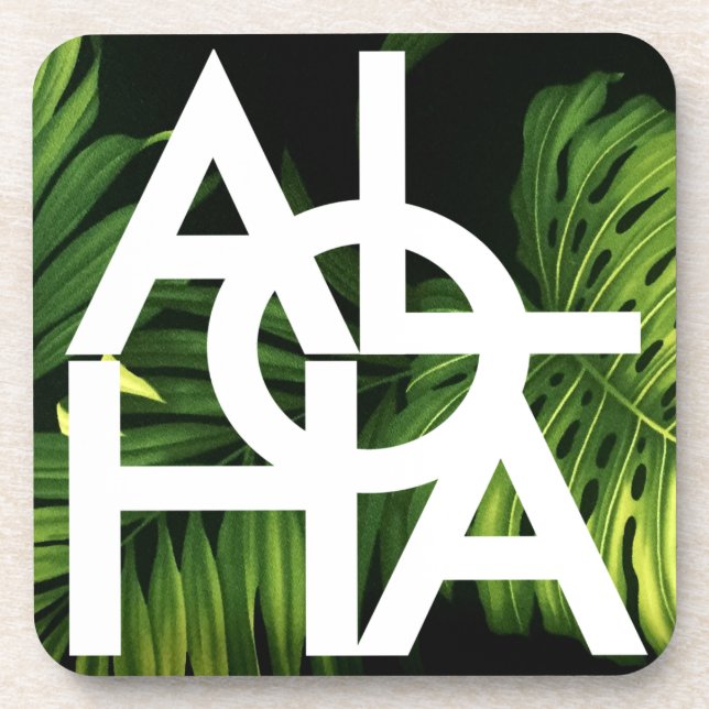Modern Aloha Palm Hawaii Island Vibes Coaster (Front)