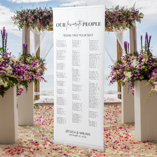 Modern Alphabetical Large Wedding Seating Chart Retractable Banner