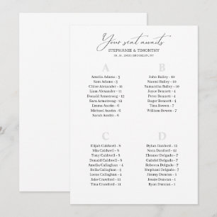 Modern Alphabetical Wedding Guest Seating Cards