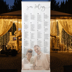 Modern Alphabetical Wedding Photo Seating Chart Retractable Banner