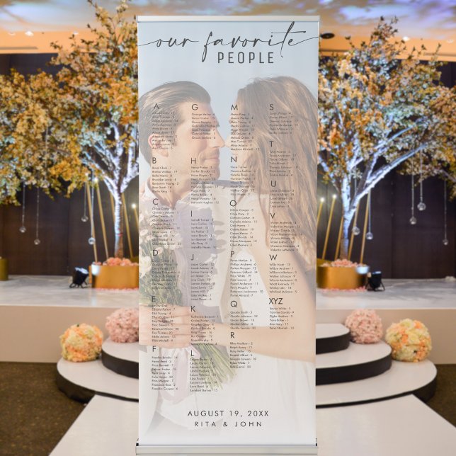 Modern Alphabetical Wedding Photo Seating Chart  Retractable Banner (Creator Uploaded)