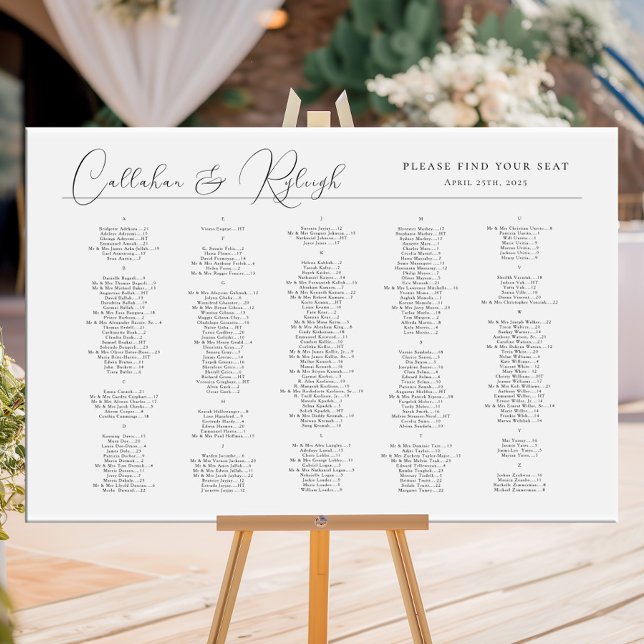 Modern alphabetical wedding seating chart (Creator Uploaded)