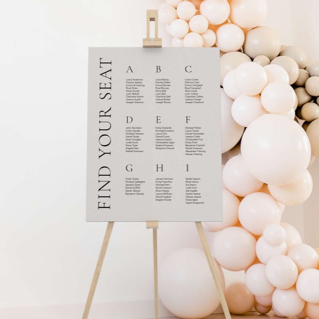 Modern Alphabetical Wedding Seating Chart in Taupe (Creator Uploaded)