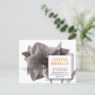Modern Amaryllis Flower Orange Business Card Magne