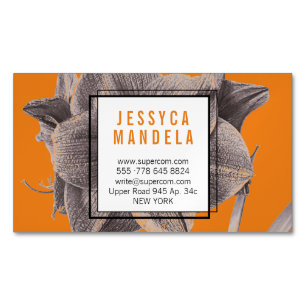 Modern Amaryllis Flower Orange Magnetic Business Card