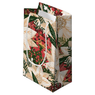 Modern Amazing Poinsettia Christmas Painted Party Small Gift Bag