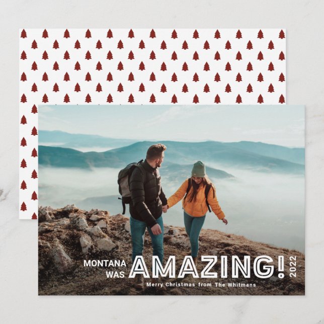 Modern Amazing Travel Full Bleed Photo Christmas H Holiday Card (Front/Back)