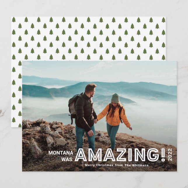 Modern Amazing Travel Full Bleed Photo Christmas Holiday Card (Front/Back)