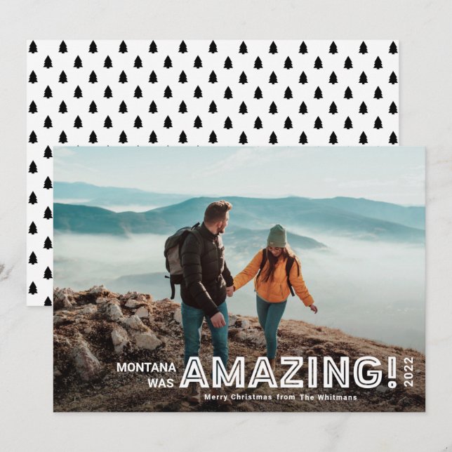 Modern Amazing Travel Full Bleed Photo Christmas Holiday Card (Front/Back)