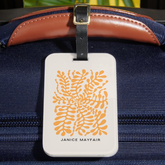 Modern Amber Abstract  Geometric Botanical Art  Luggage Tag (Front Insitu 2)