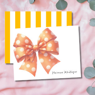 Modern Amber Elegant Big Bow Thank You Note Card