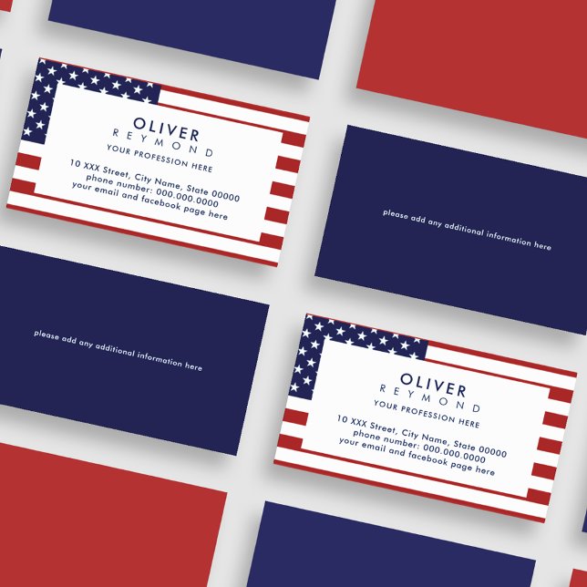 Modern American Business Card with the USA Flag (patriotic style)