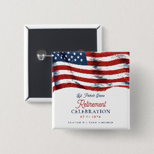  Modern American Flag 4th of July Army Retirement  15 Cm Square Badge