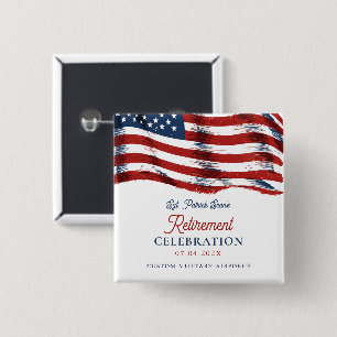  Modern American Flag 4th of July Army Retirement  15 Cm Square Badge