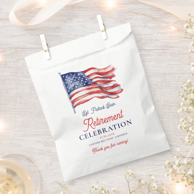  Modern American Flag 4th of July Army Retirement  Favour Bags (Clipped)