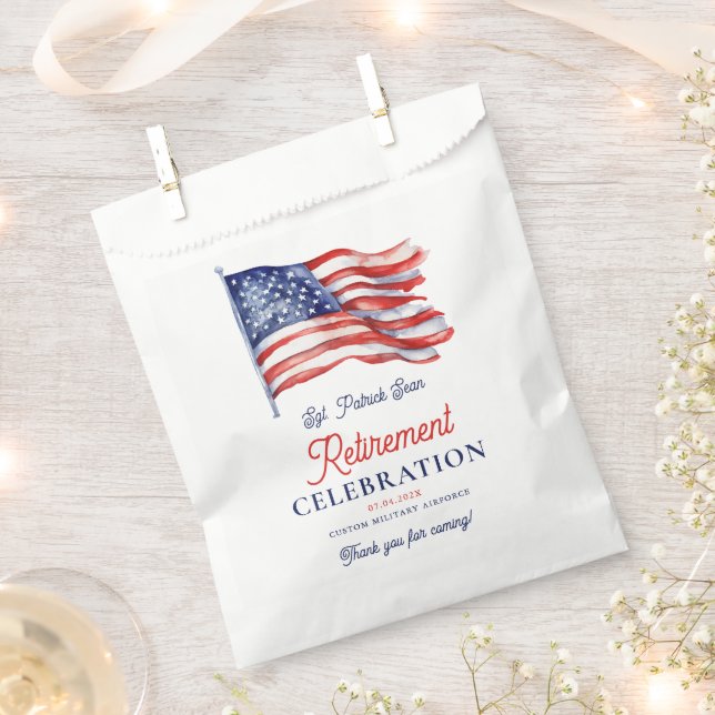  Modern American Flag 4th of July Army Retirement  Favour Bags (Clipped)