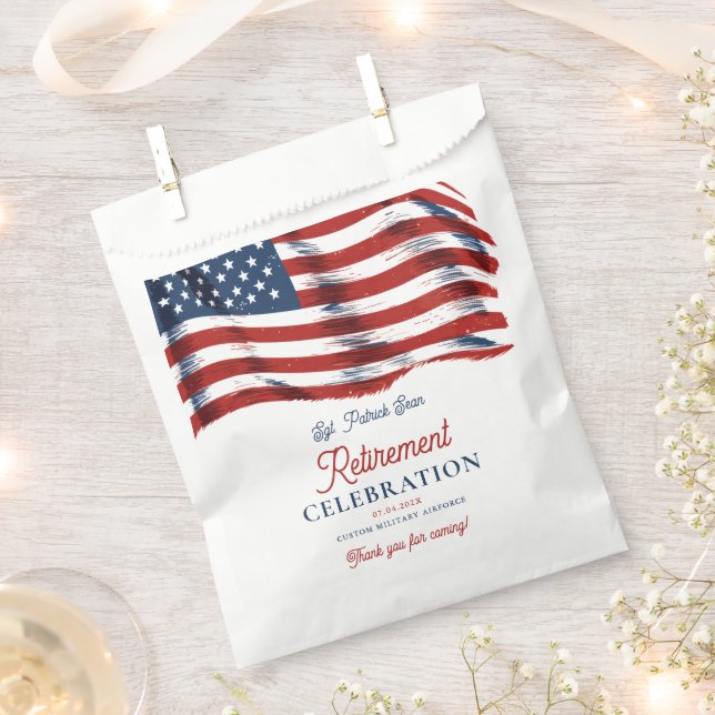  Modern American Flag 4th of July Army Retirement  Favour Bags (Clipped)