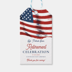  Modern American Flag 4th of July Army Retirement  Gift Tags