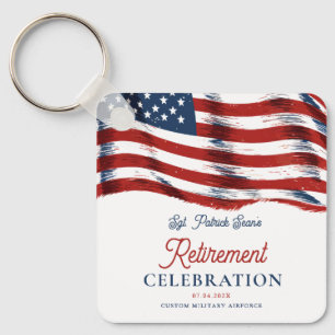 Modern American Flag 4th of July Army Retirement Key Ring