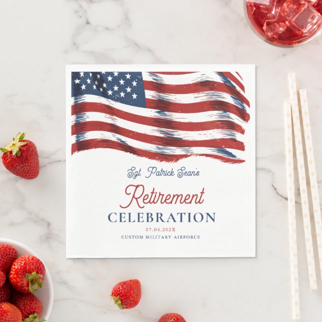  Modern American Flag 4th of July Army Retirement  Napkin (Insitu)