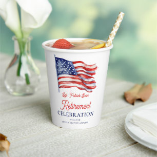 Modern American Flag 4th of July Army Retirement Paper Cups