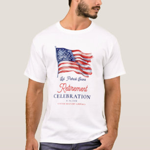 Modern American Flag 4th of July Army Retirement  T-Shirt