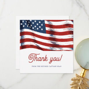  Modern American Flag 4th of July Army Retirement  Thank You Card