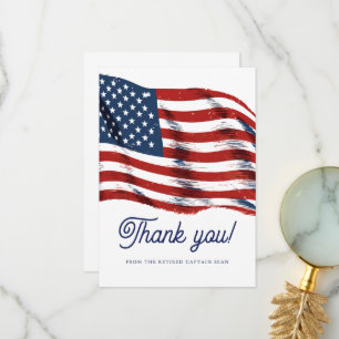  Modern American Flag 4th of July Army Retirement  Thank You Card