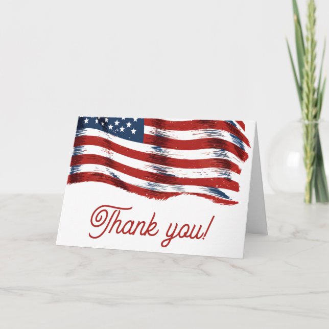  Modern American Flag 4th of July Army Retirement  Thank You Card (Front)
