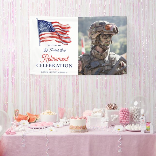 Modern American Flag Army Retirement Welcome Sign (Party)