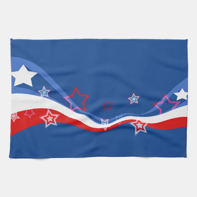 Modern American flag design Tea Towel (Horizontal)