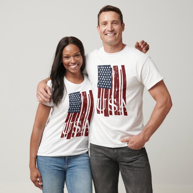 Modern American Flag Distressed Vintage T-Shirt (Unisex)