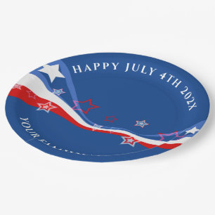 Modern American flag July 4th design Paper Plate