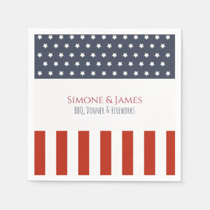 Modern American Flag July 4th Party Decor Napkin