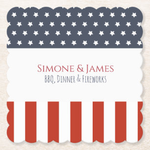 Modern American Flag July 4th Party Decor Paper Coaster