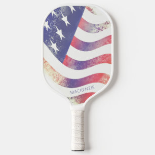 Modern American Flag Personalised Pickleball Paddle