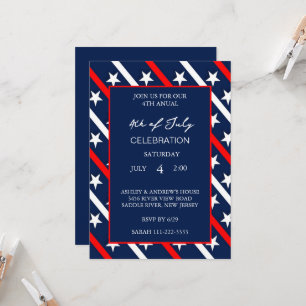 Modern American Flag Red White And Blue Patriotic Invitation